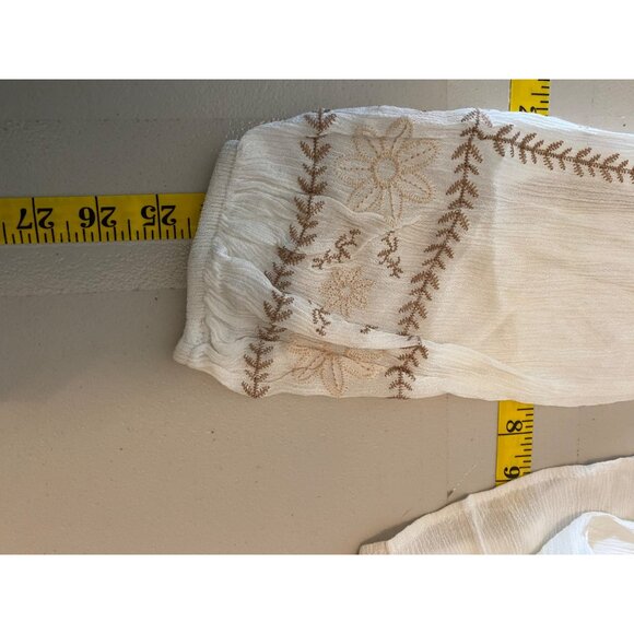 Xhilaration Womens Boho Embroidered White Tunic Dress Top Long Sleeve Medium - Picture 9 of 9